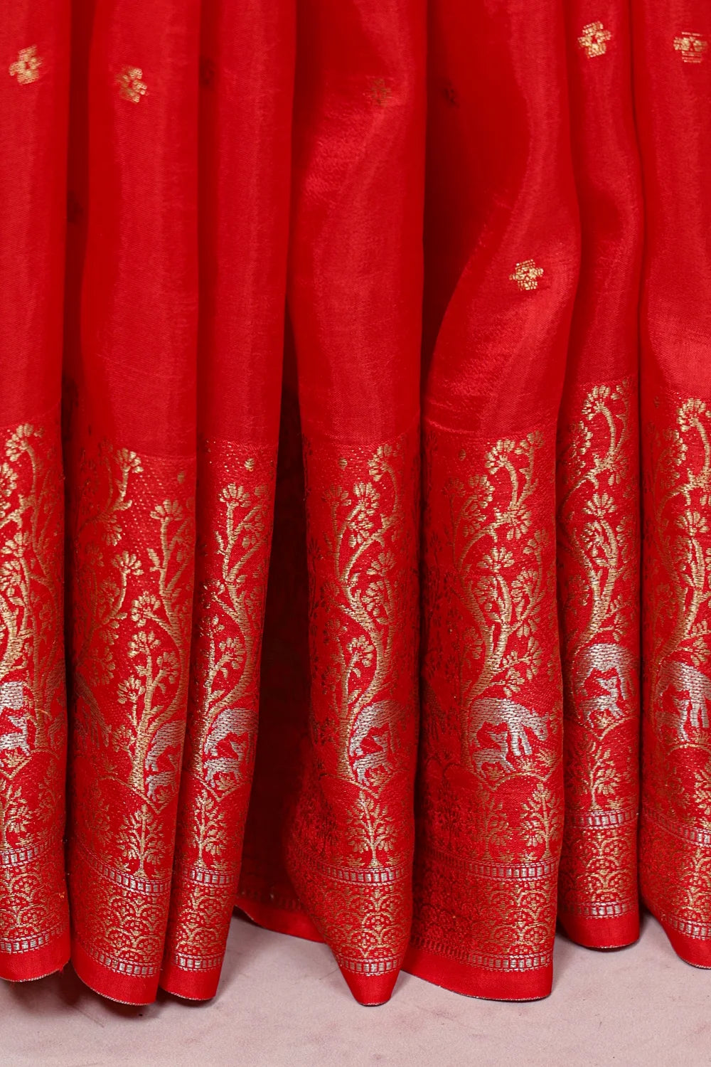 Red Semi Banarasi Saree