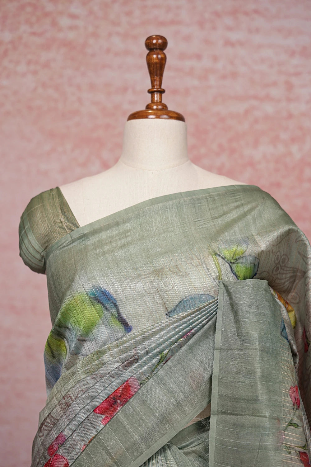 Light Green Semi Tussar Saree
