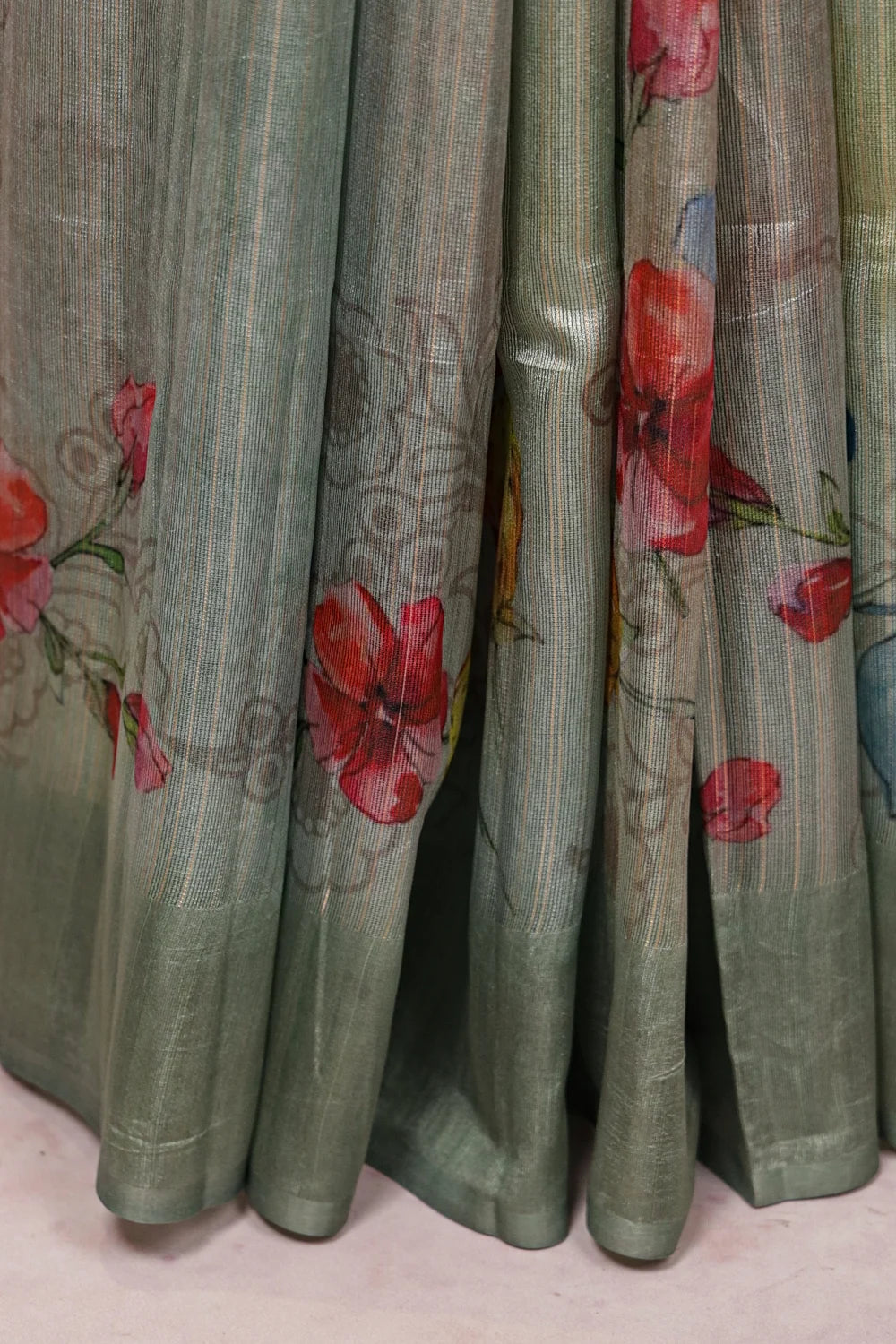 Light Green Semi Tussar Saree