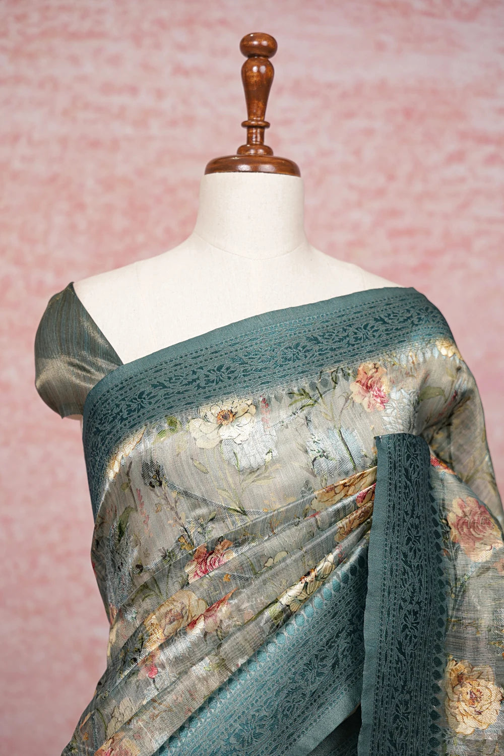 Grey Semi Tissue Saree