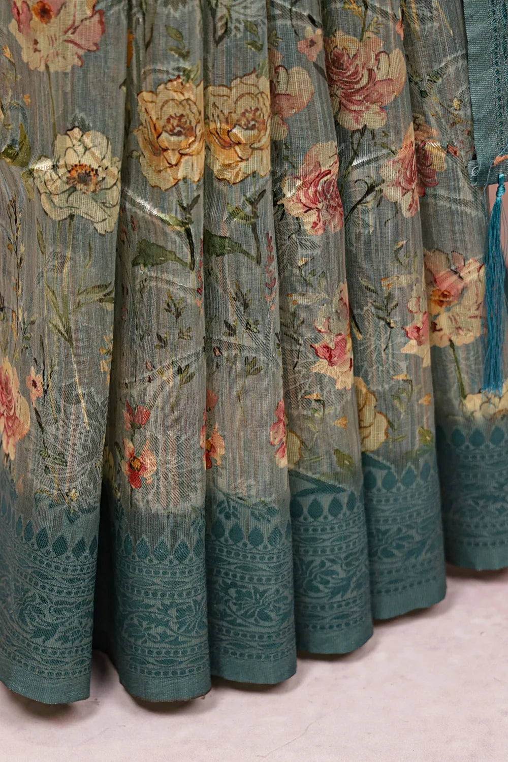 Grey Semi Tissue Saree