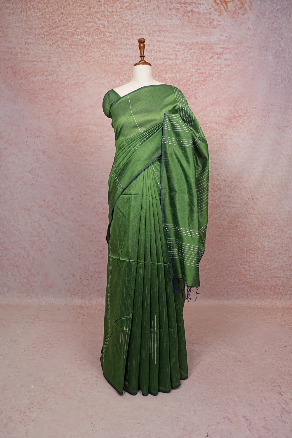 Green Semi Tussar Saree