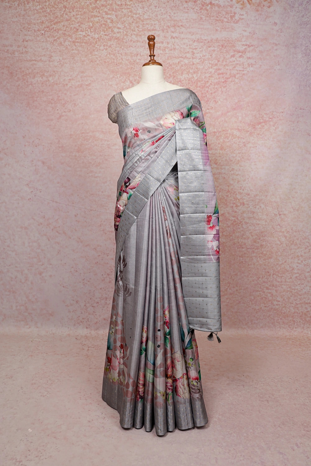 Ash Semi Tussar Saree
