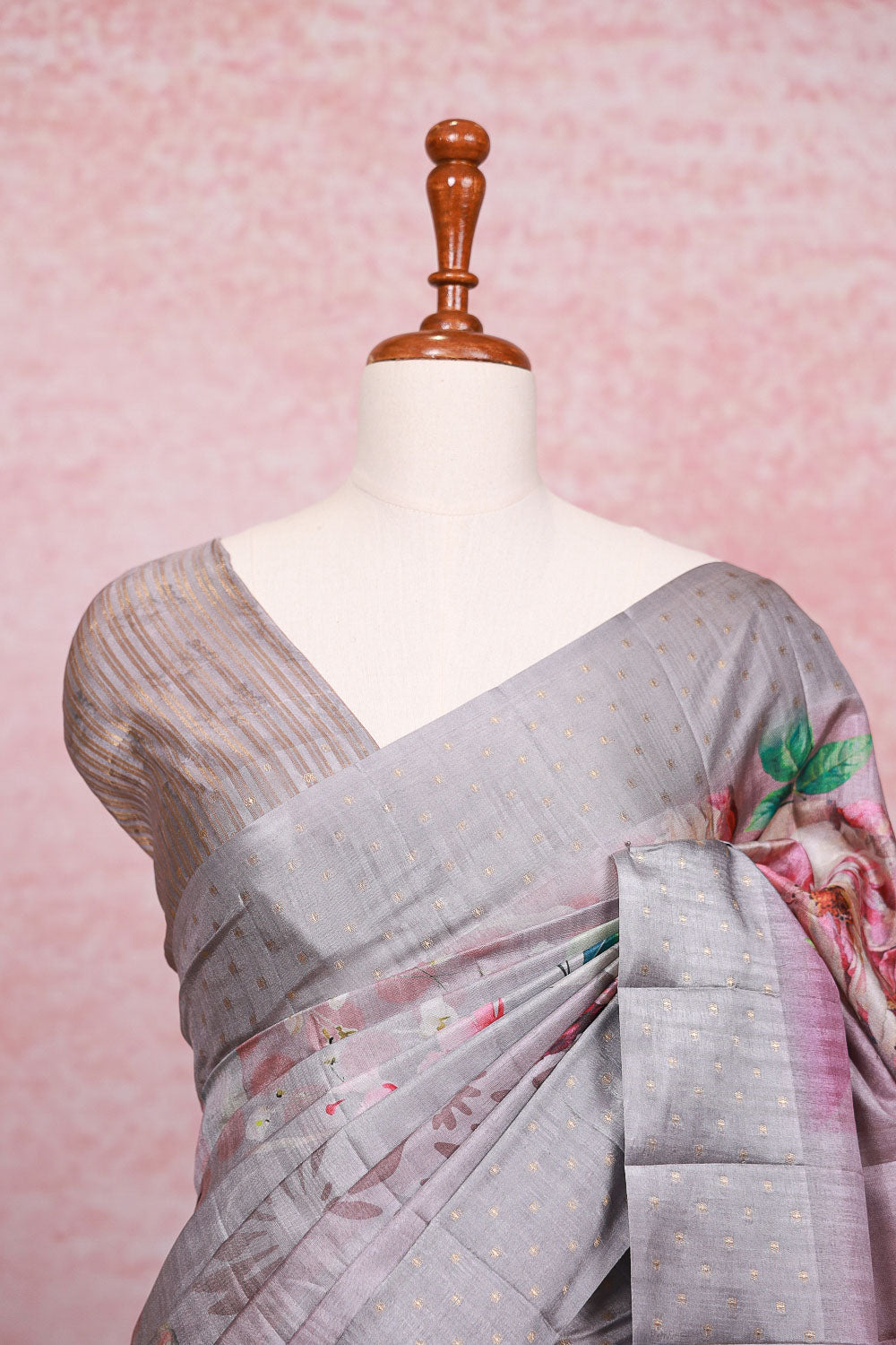 Ash Semi Tussar Saree