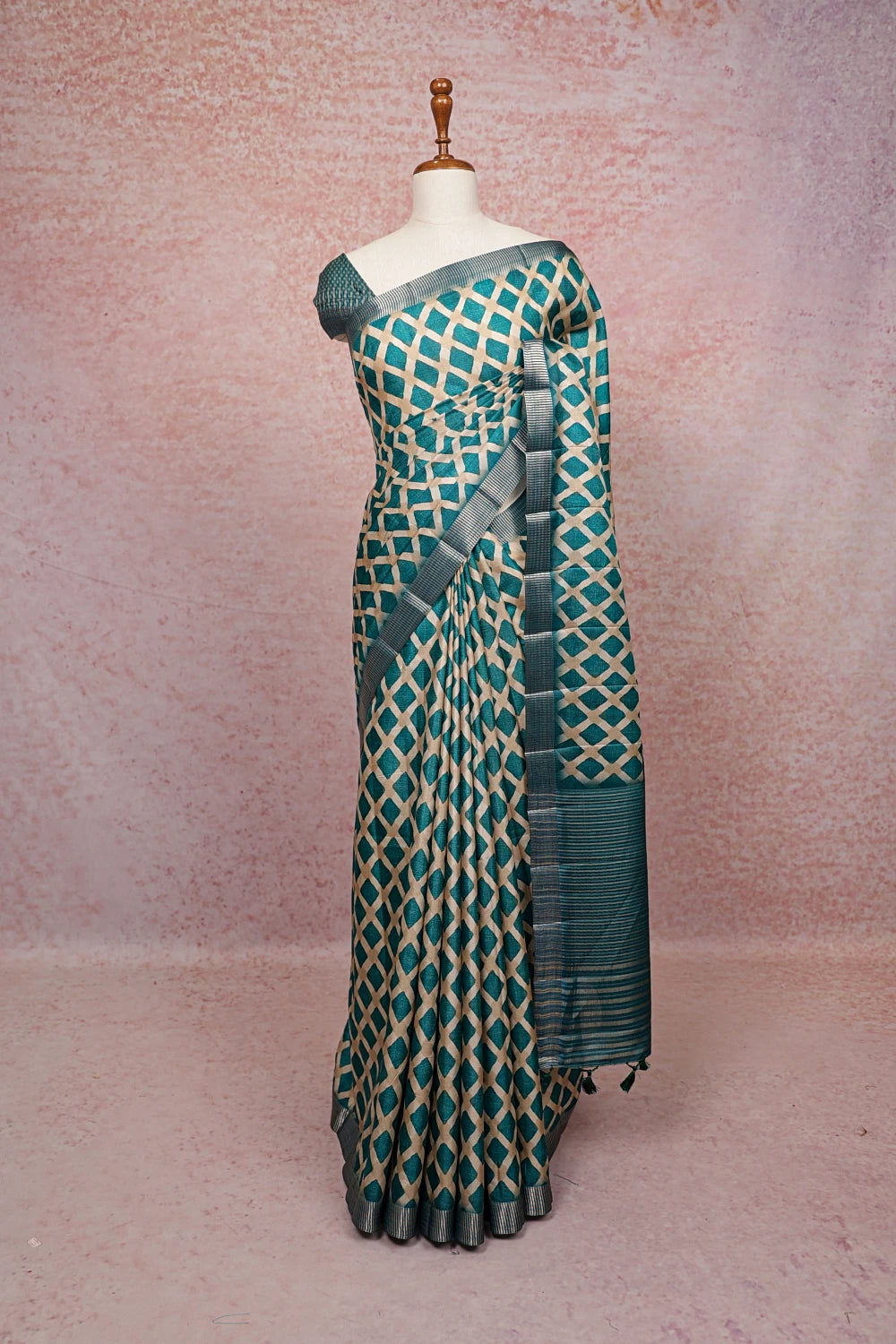 Cream Semi Silk Saree