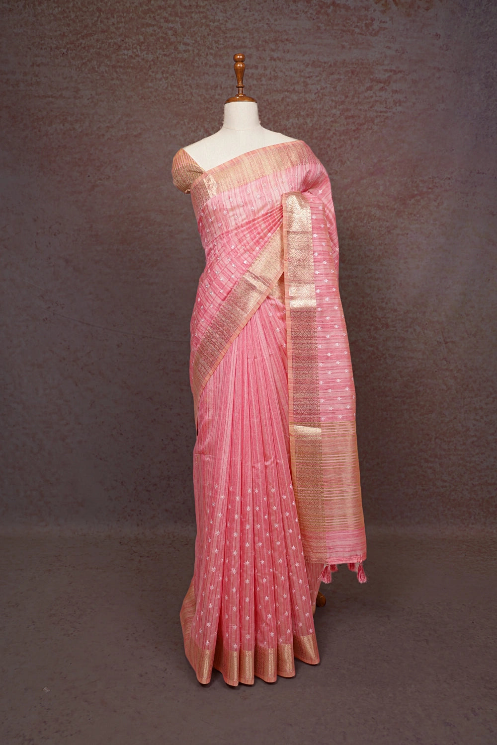 Peach Semi Tussar Saree