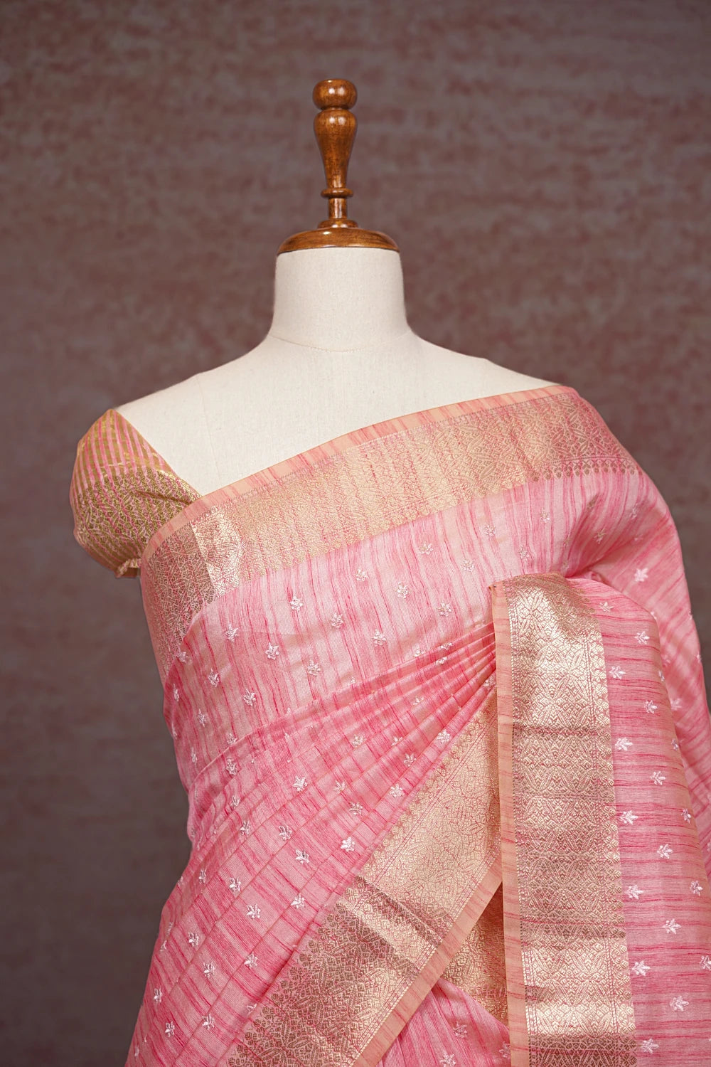 Peach Semi Tussar Saree