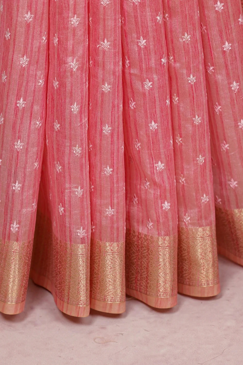 Peach Semi Tussar Saree