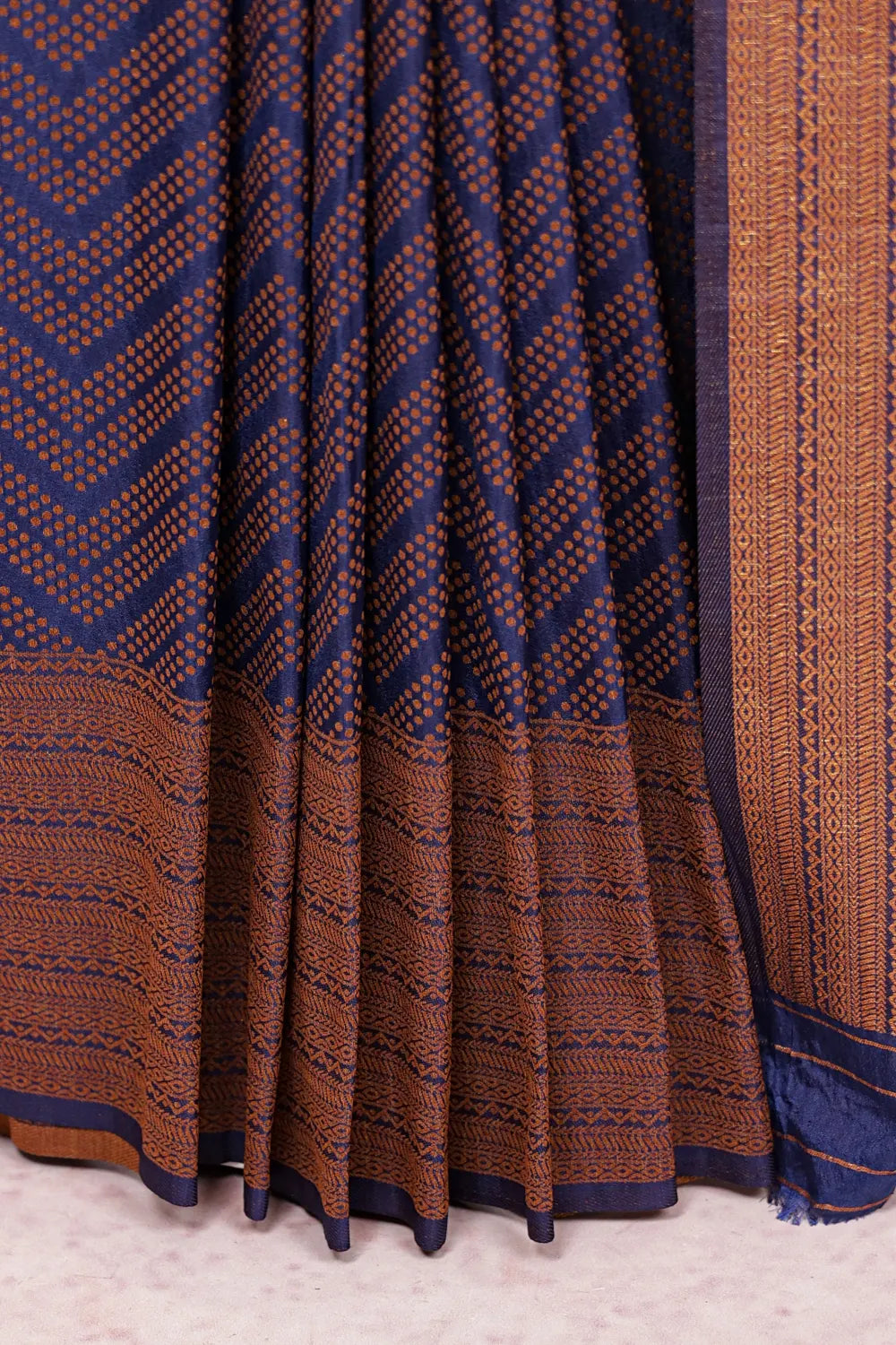 Navy Blue Semi Banarasi Saree