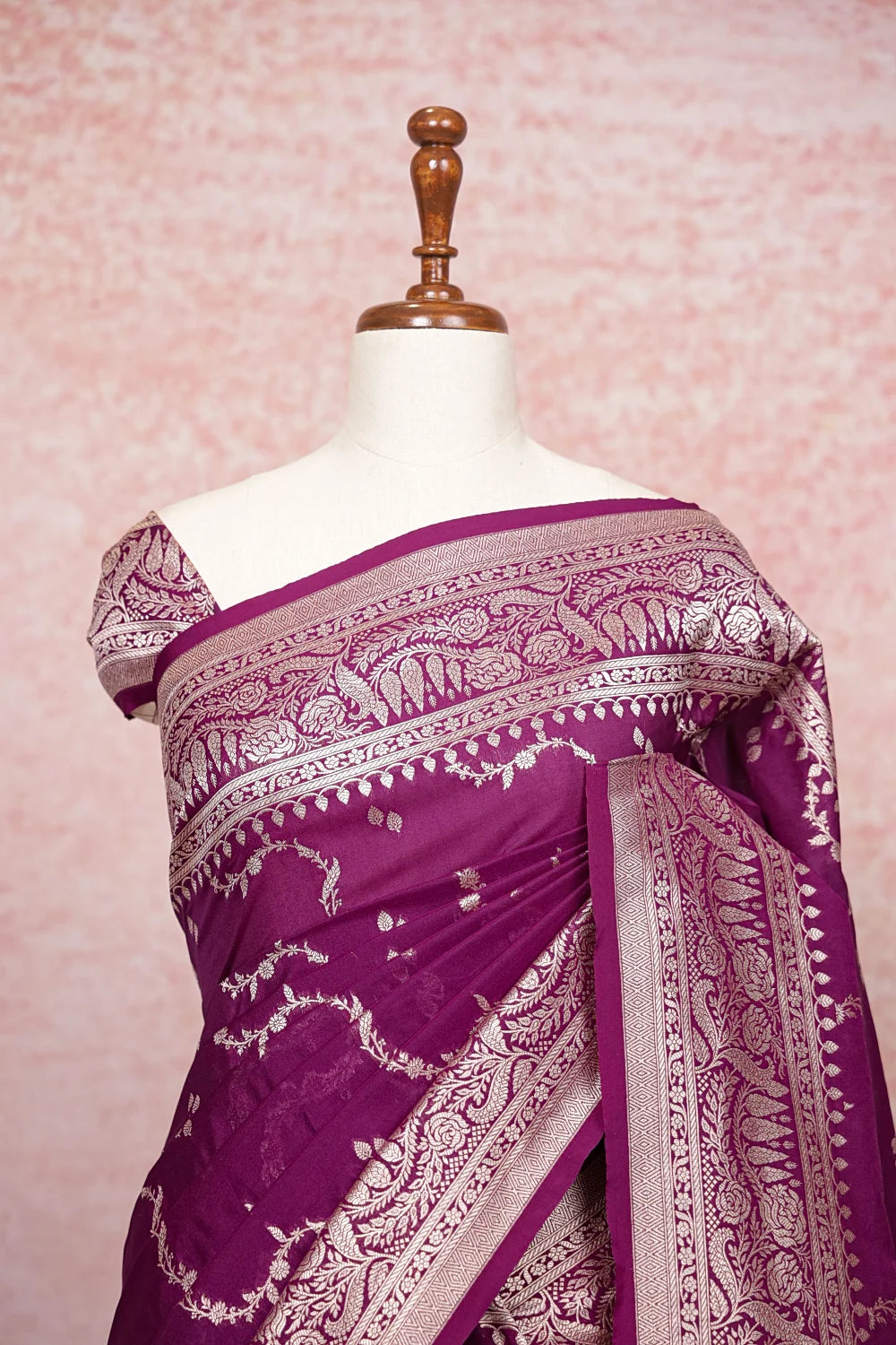 Purple Semi Banarasi Saree
