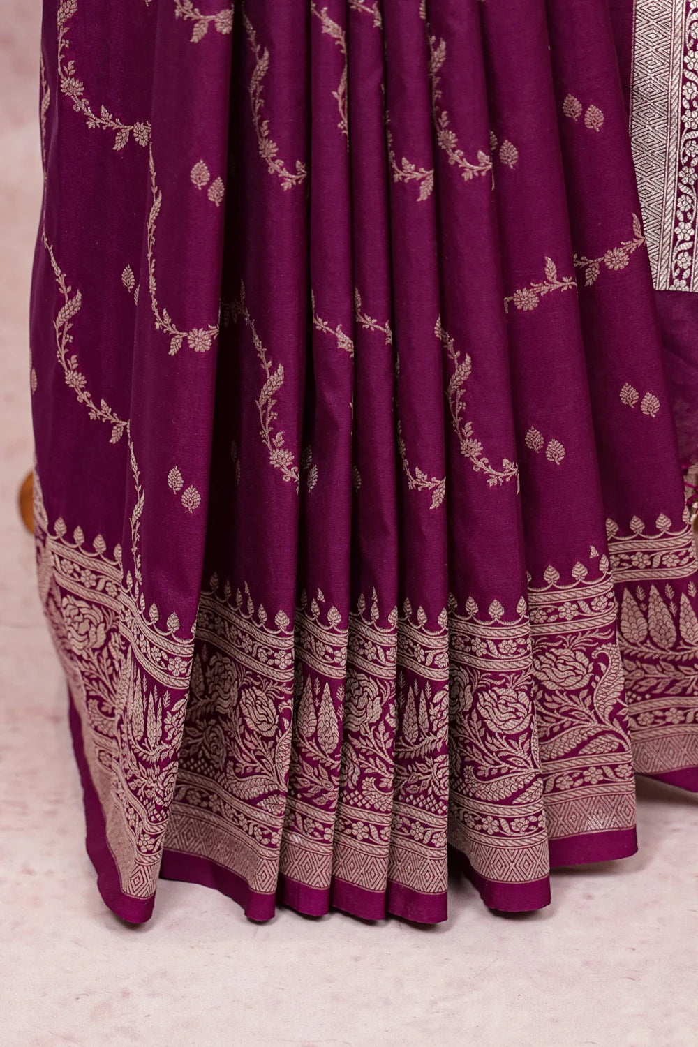 Purple Semi Banarasi Saree