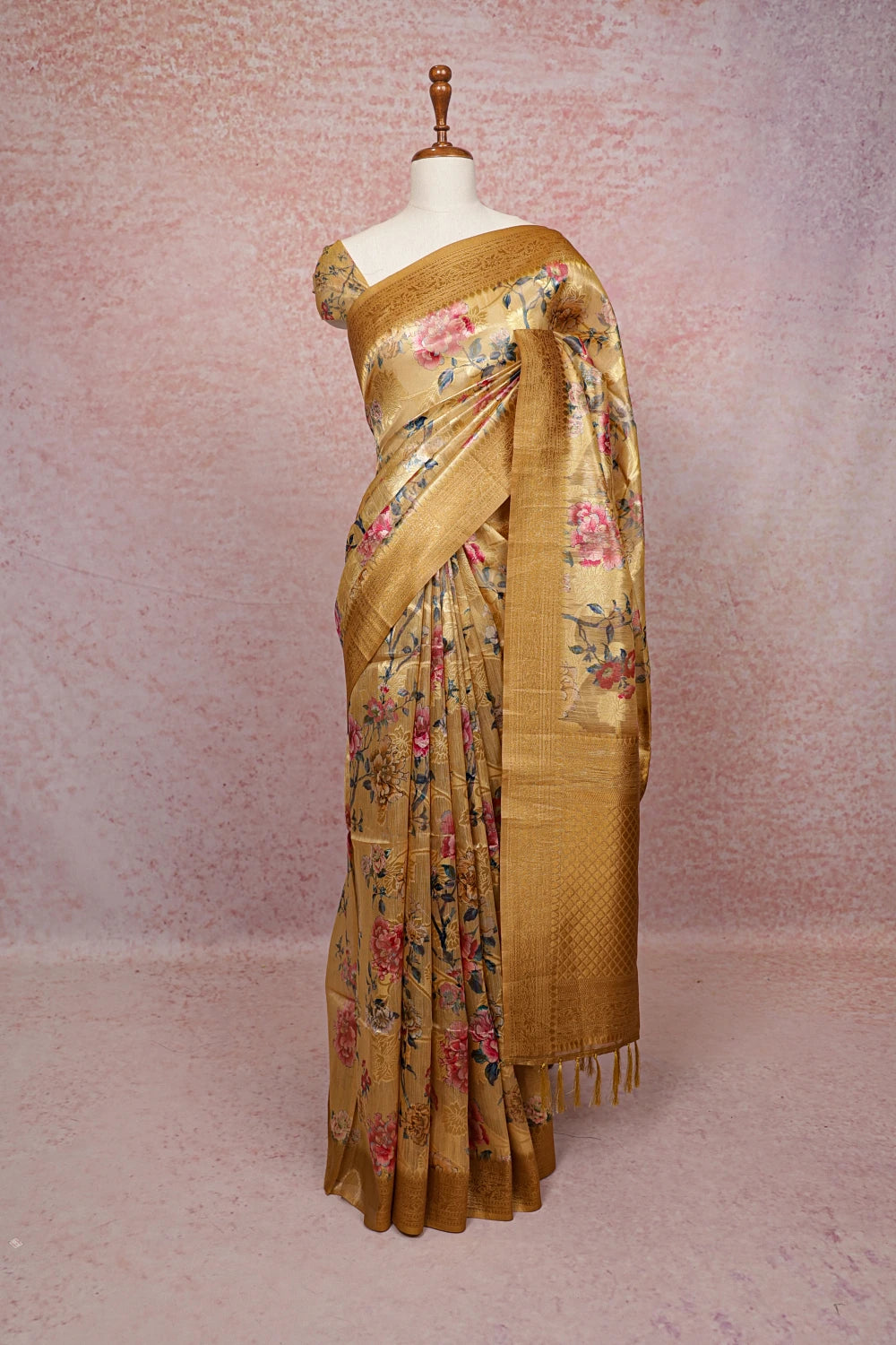 Gold Semi Tissue Saree
