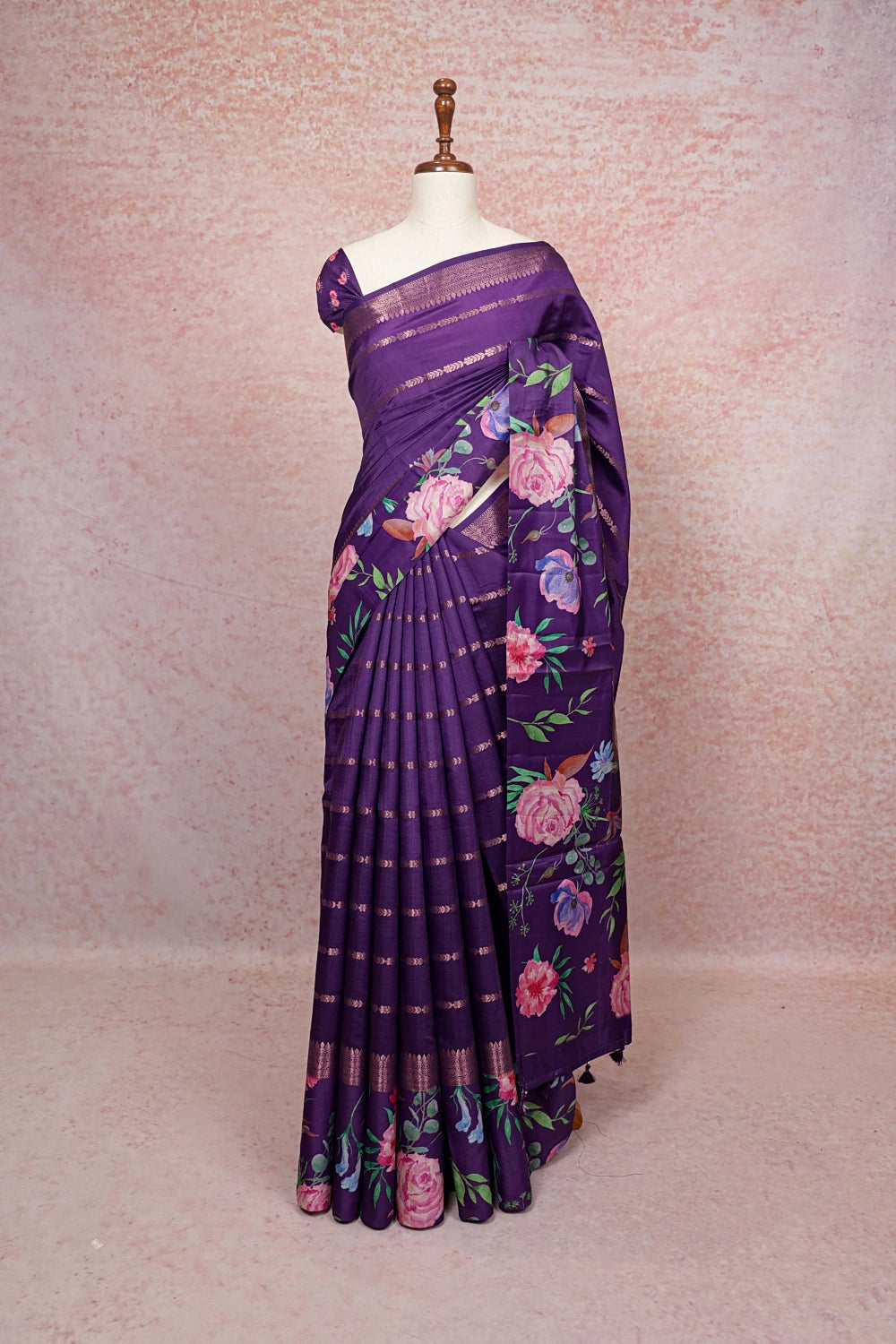 Violet Semi Silk Saree