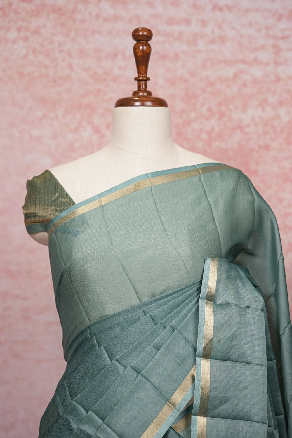 Sea Green Semi Tussar saree