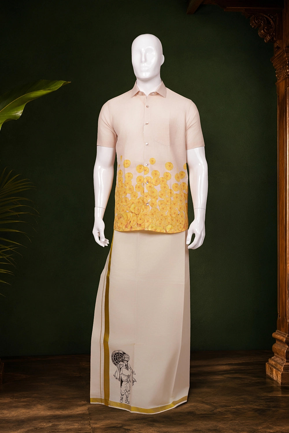 Cream Cotton Digital Printed Dothi