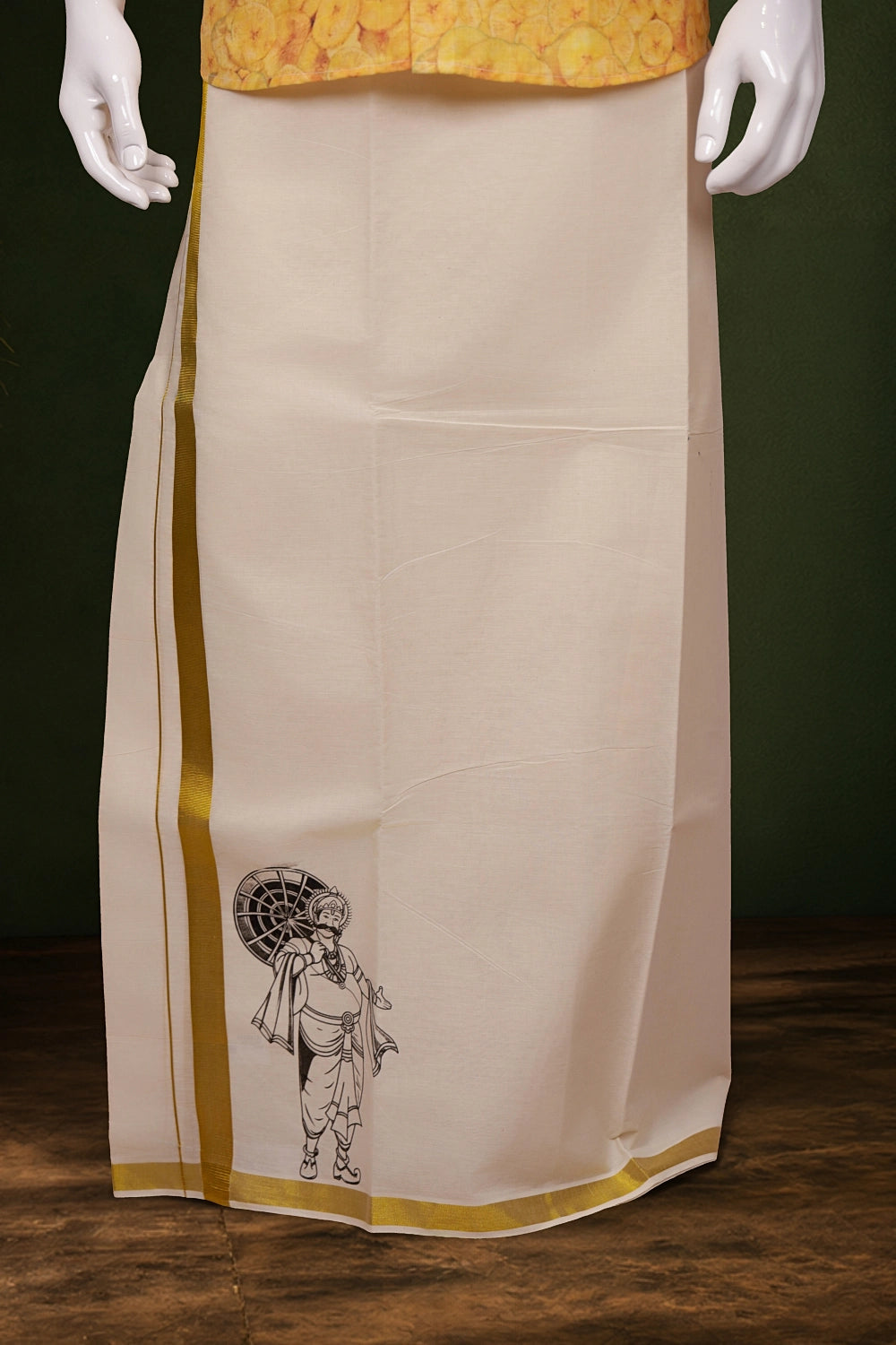 Cream Cotton Digital Printed Dothi