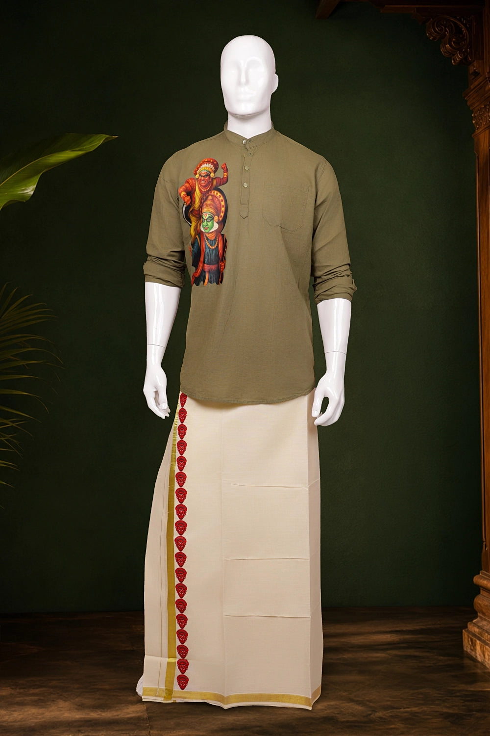 Moss Green Cotton Digital Printed Short Kurti