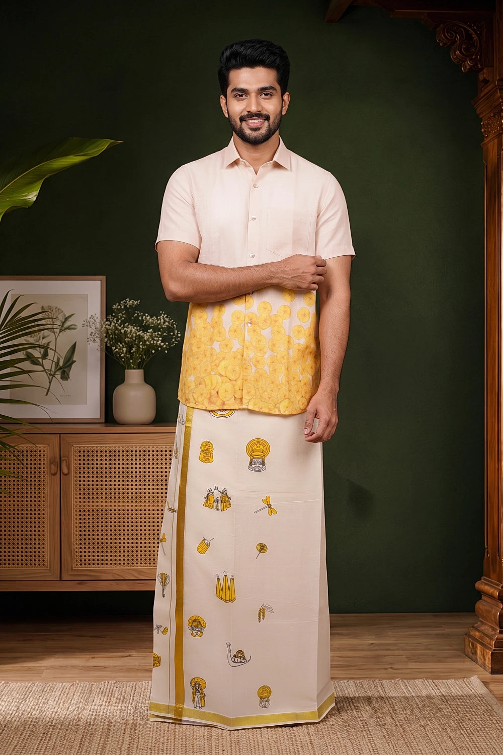 Sandal Colour Cotton Digital Printed Shirt