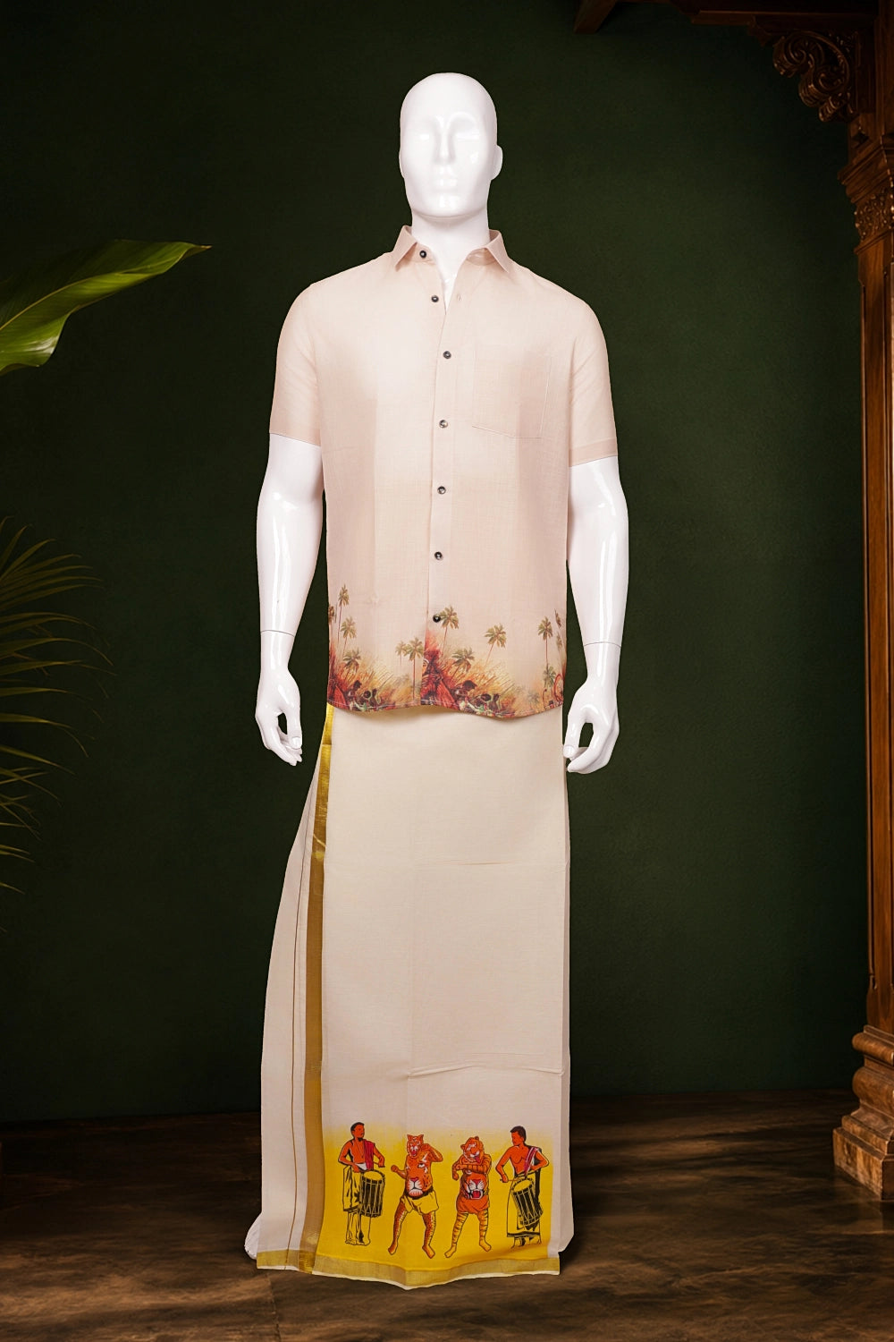 Sandal Colour Cotton Digital Printed Shirt