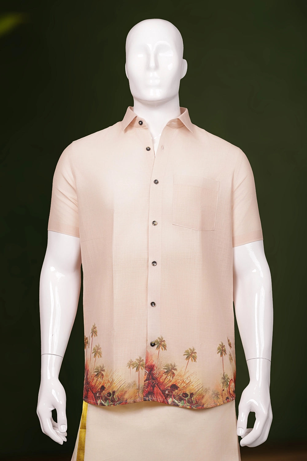 Sandal Colour Cotton Digital Printed Shirt