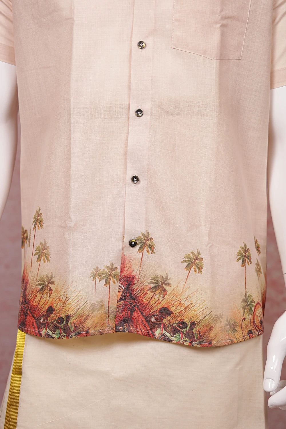 Sandal Colour Cotton Digital Printed Shirt