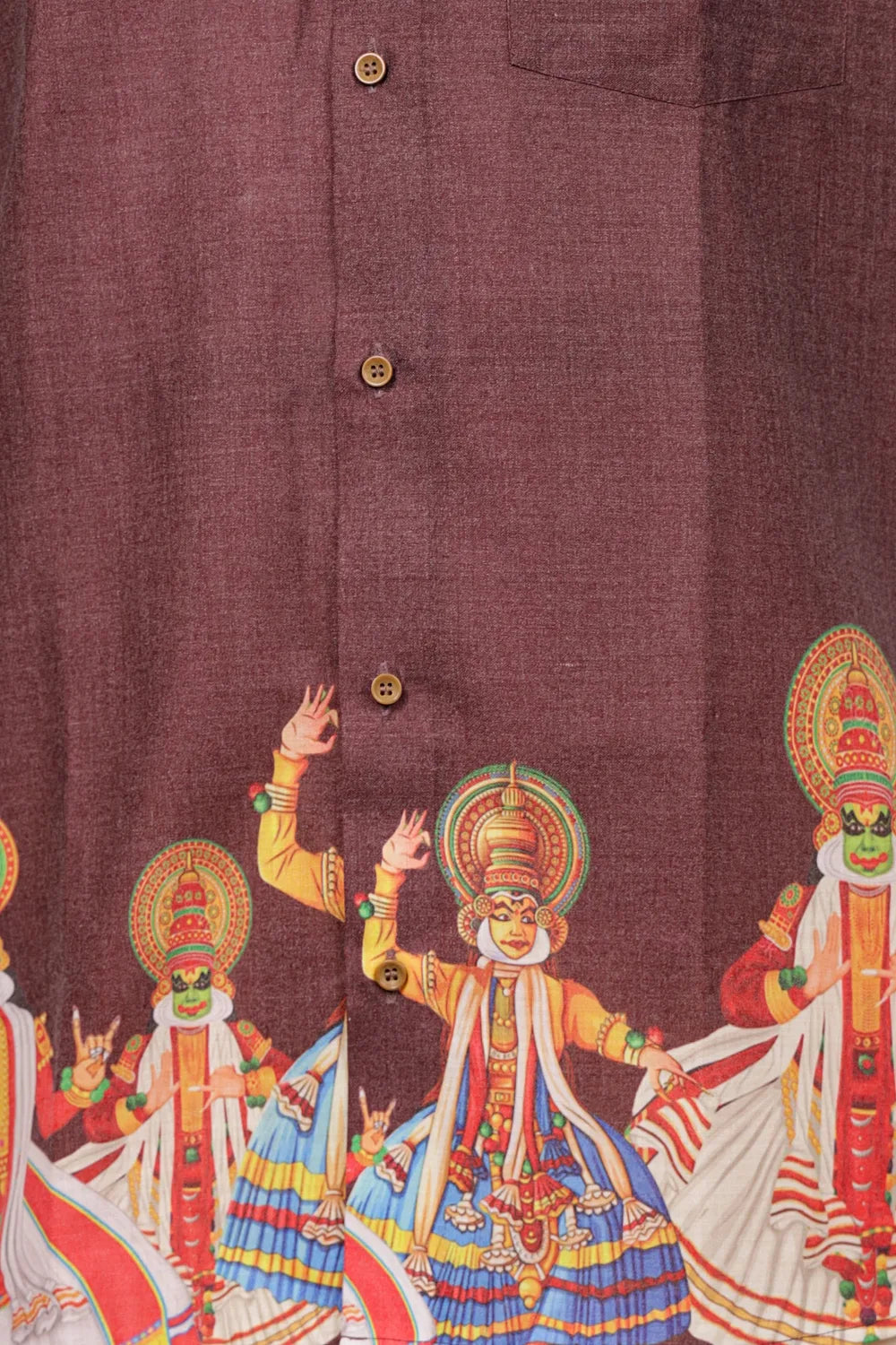 Dark Antique Mauve Color Cotton Kathakali Printed Shirt