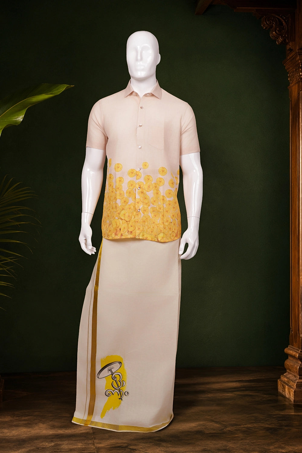 Cream Cotton Digital Printed Dothi