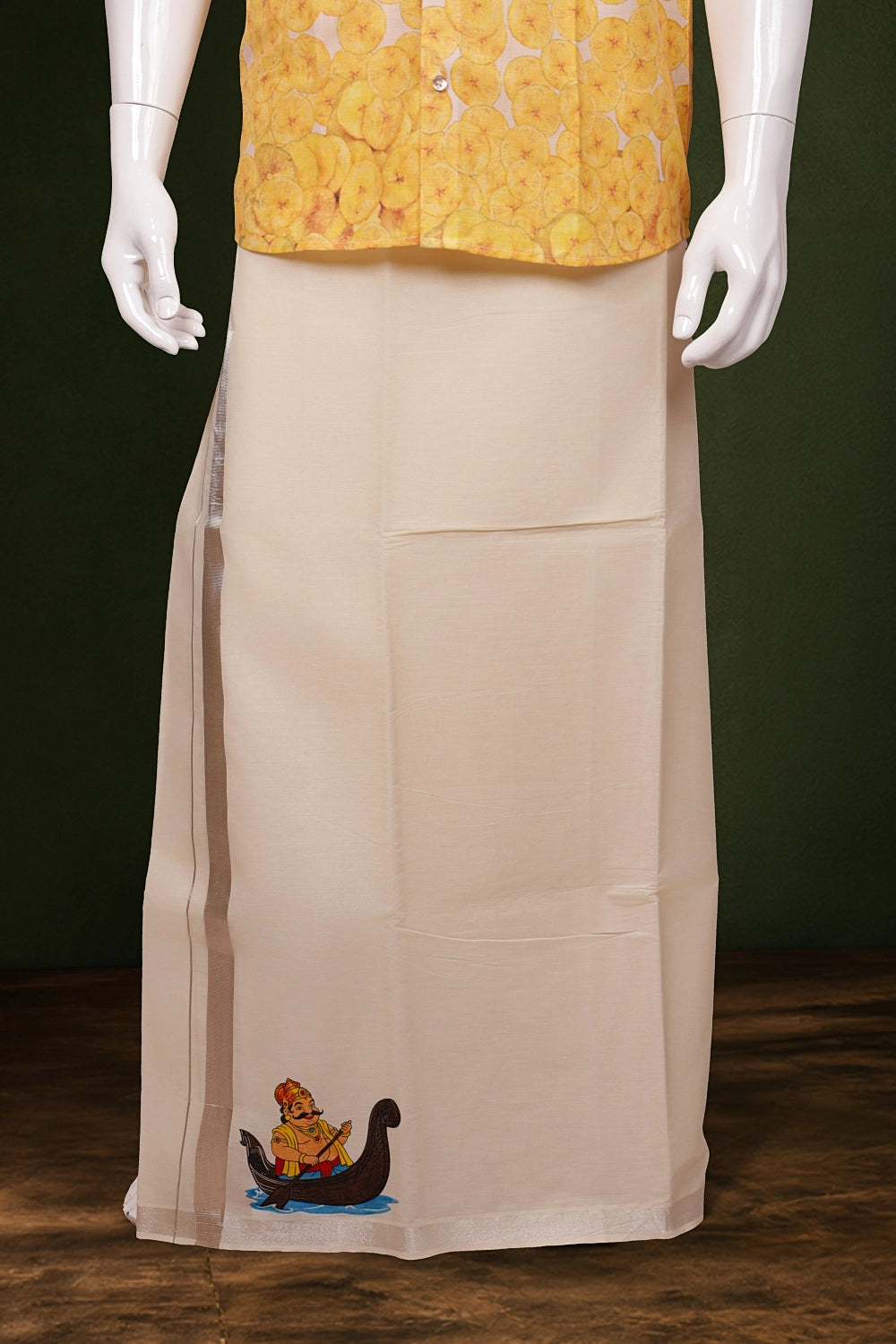 Cream Cotton Digital Printed Dothi
