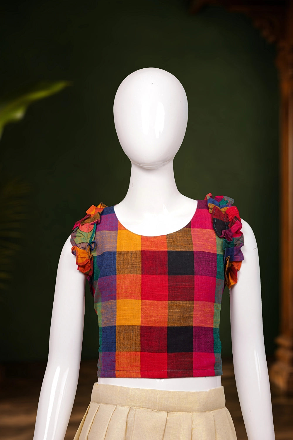 Girls Multi Colour Top With Golden Skirt