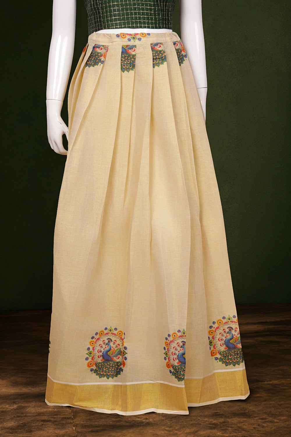 Girls Green Top With Golden Skirt