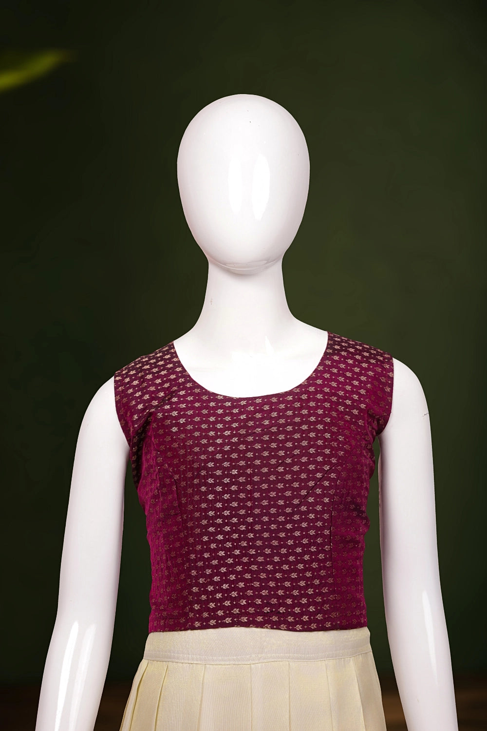 Girls Wine Color Top With Cream Skirt