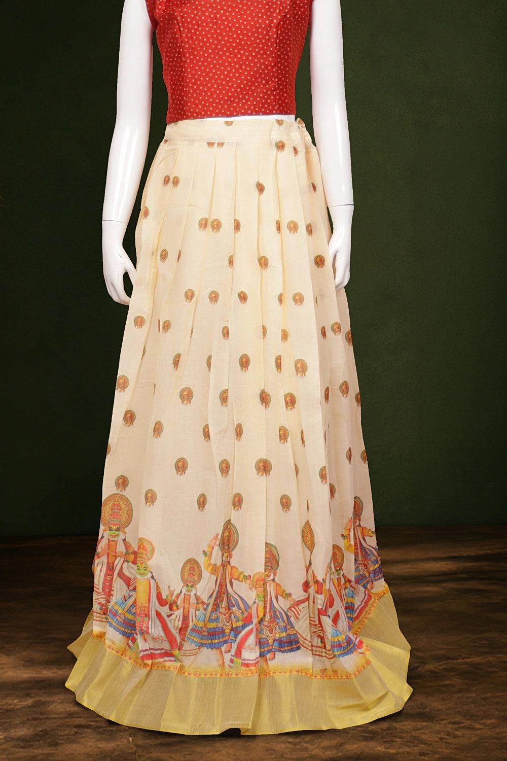 Girls Rust Color Top And Cream Skirt