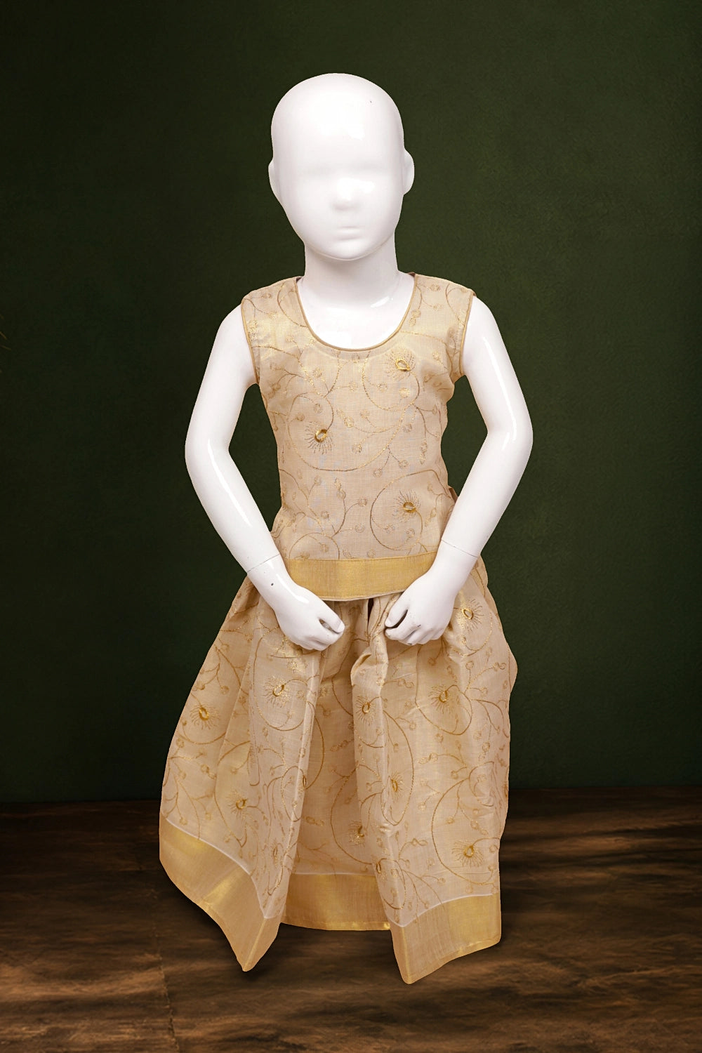 Girls Golden Top With Golden Skirt