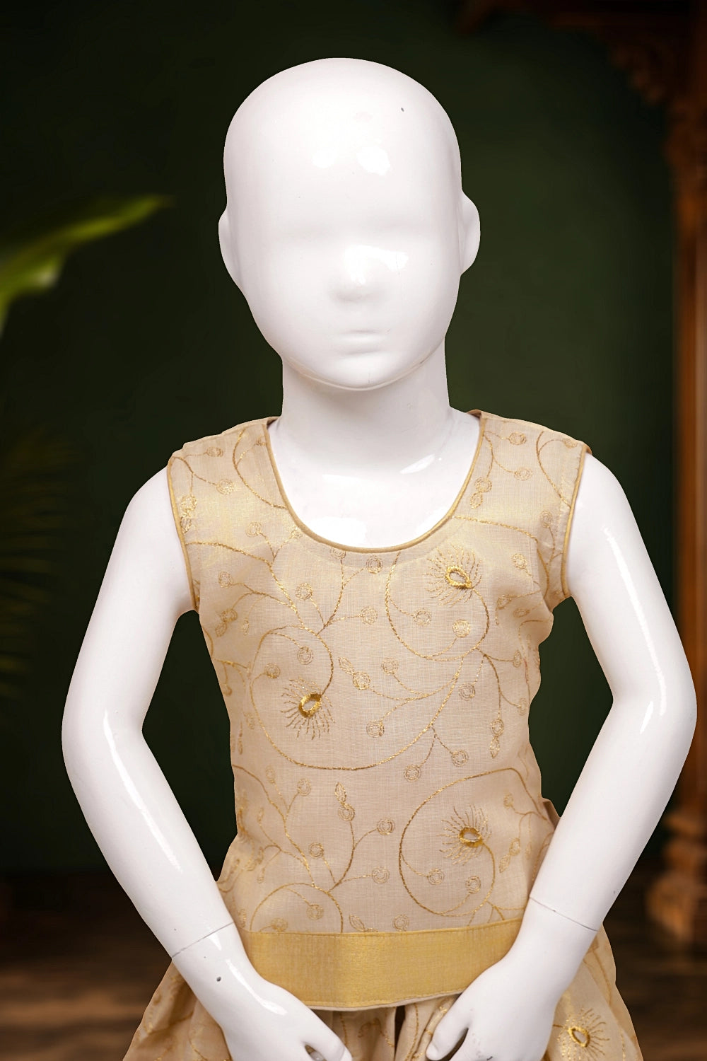 Girls Golden Top With Golden Skirt