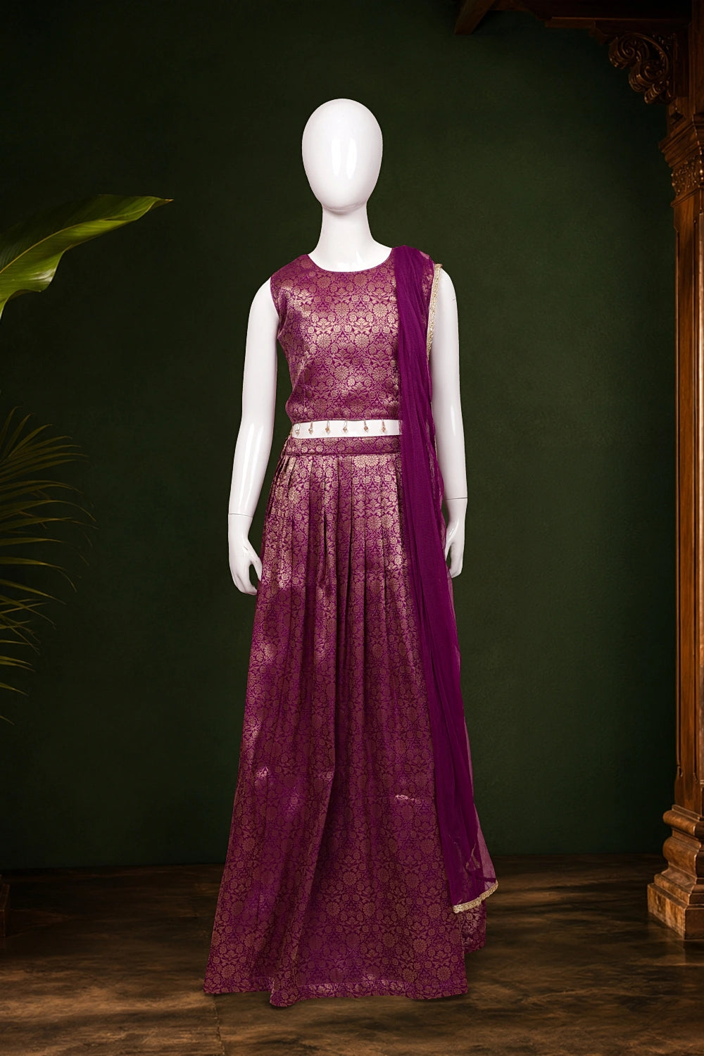 Girls Purple Color Banarasi Lacha