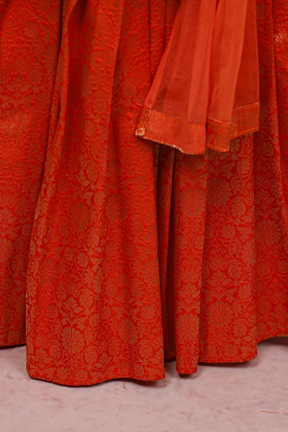 Girls Orange Color Banarasi Lacha
