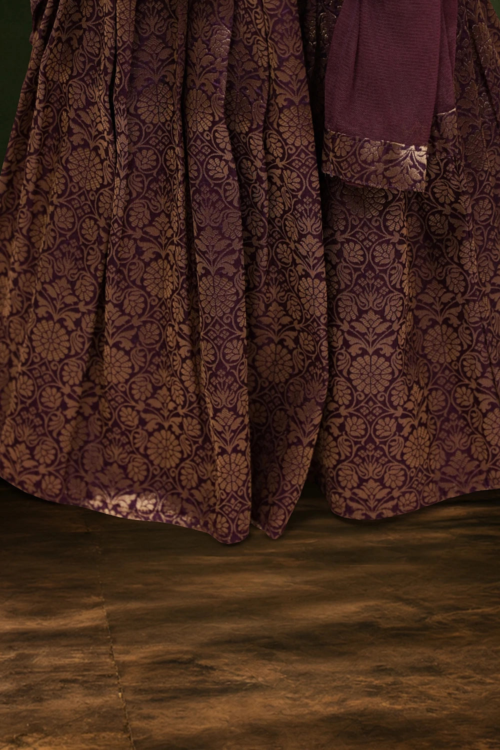 Girls Wine Color Banarasi Lacha
