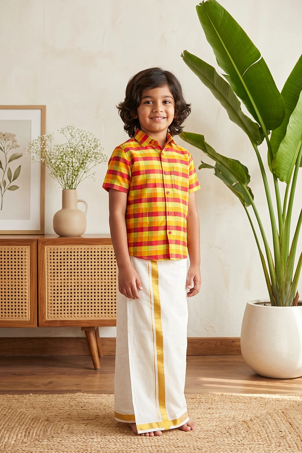 Boys Multi Color Check Shirt