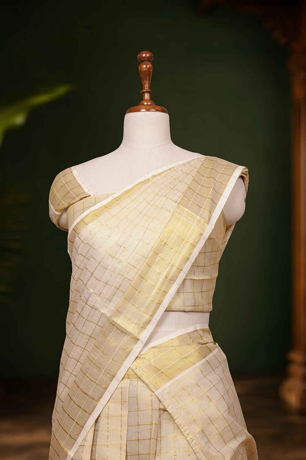 Golden Color Tissue Dhavani Set