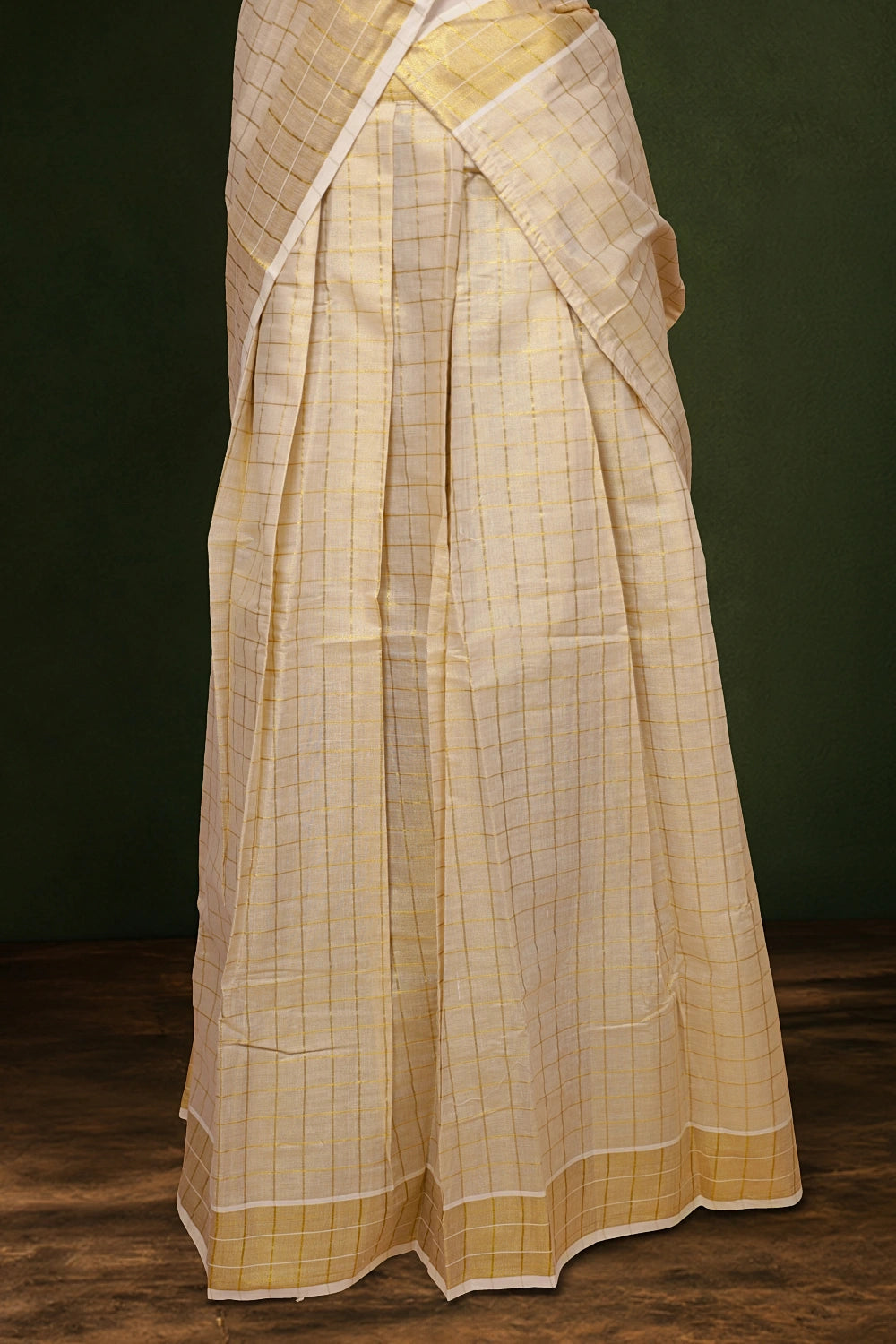 Golden Color Tissue Dhavani Set