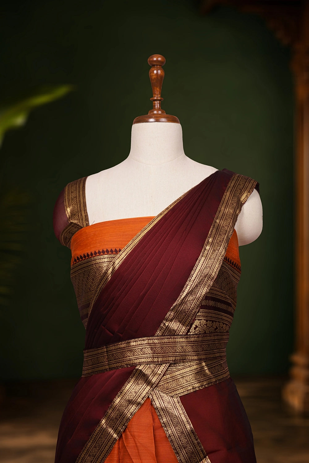 Orange Color Kanchi Cotton Dhavani Set