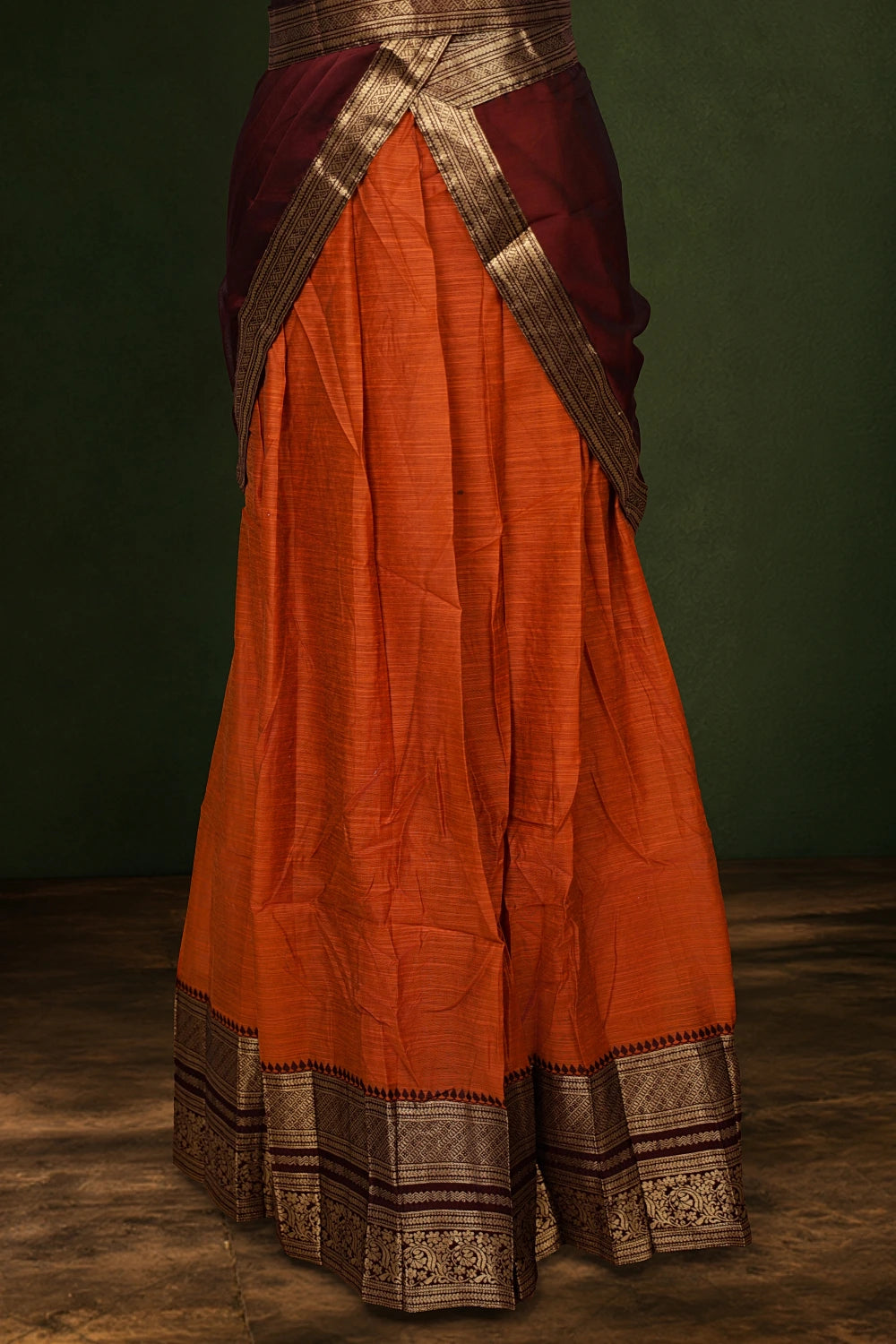 Orange Color Kanchi Cotton Dhavani Set