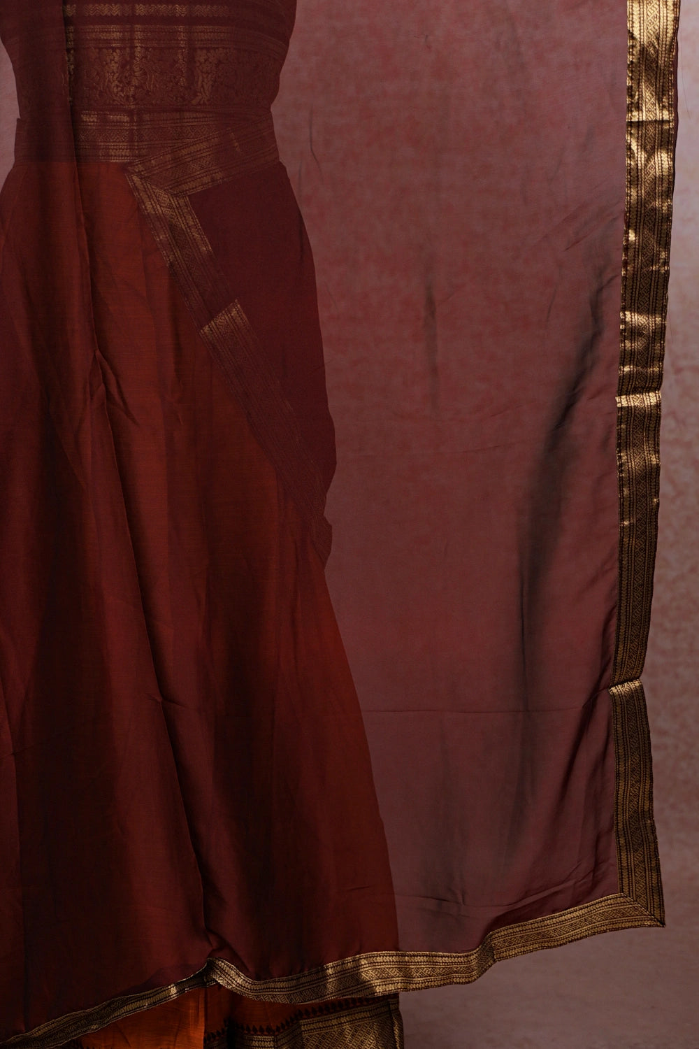 Orange Color Kanchi Cotton Dhavani Set