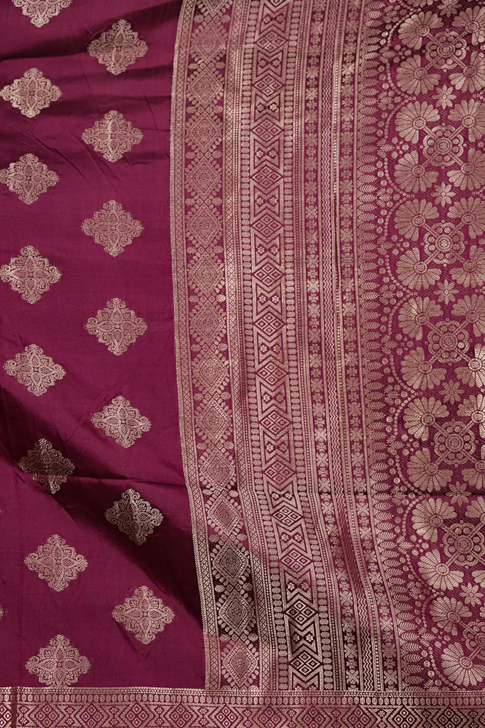 Wine And Lavender Color Silk Dhavani Set
