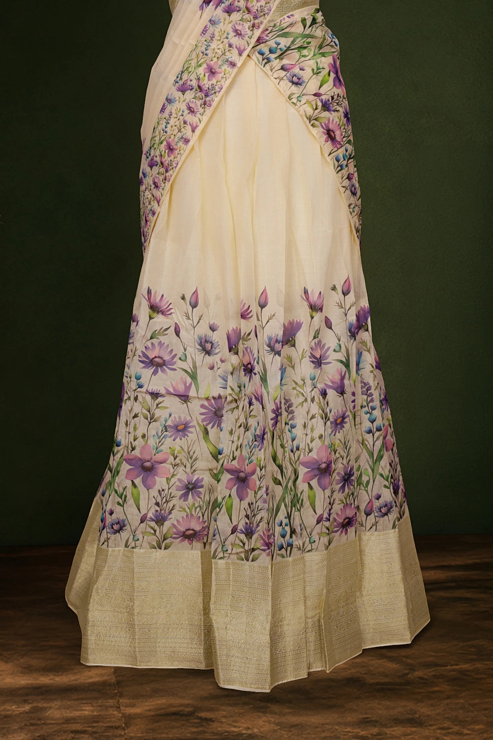 Cream Color Kanchi Cotton Dhavani Set