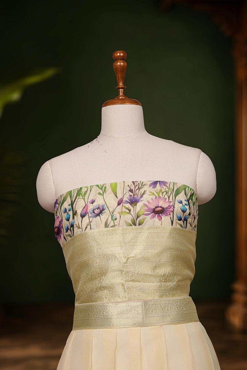 Cream Color Kanchi Cotton Dhavani Set