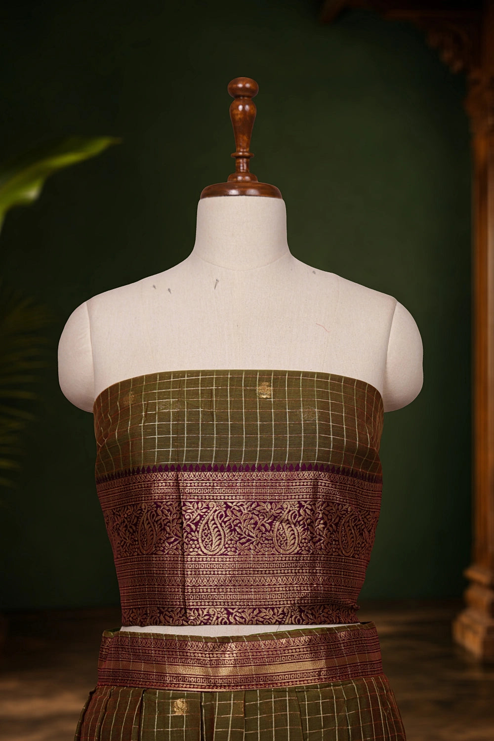Mehandi Green Kanchi Cotton Dhavani Set