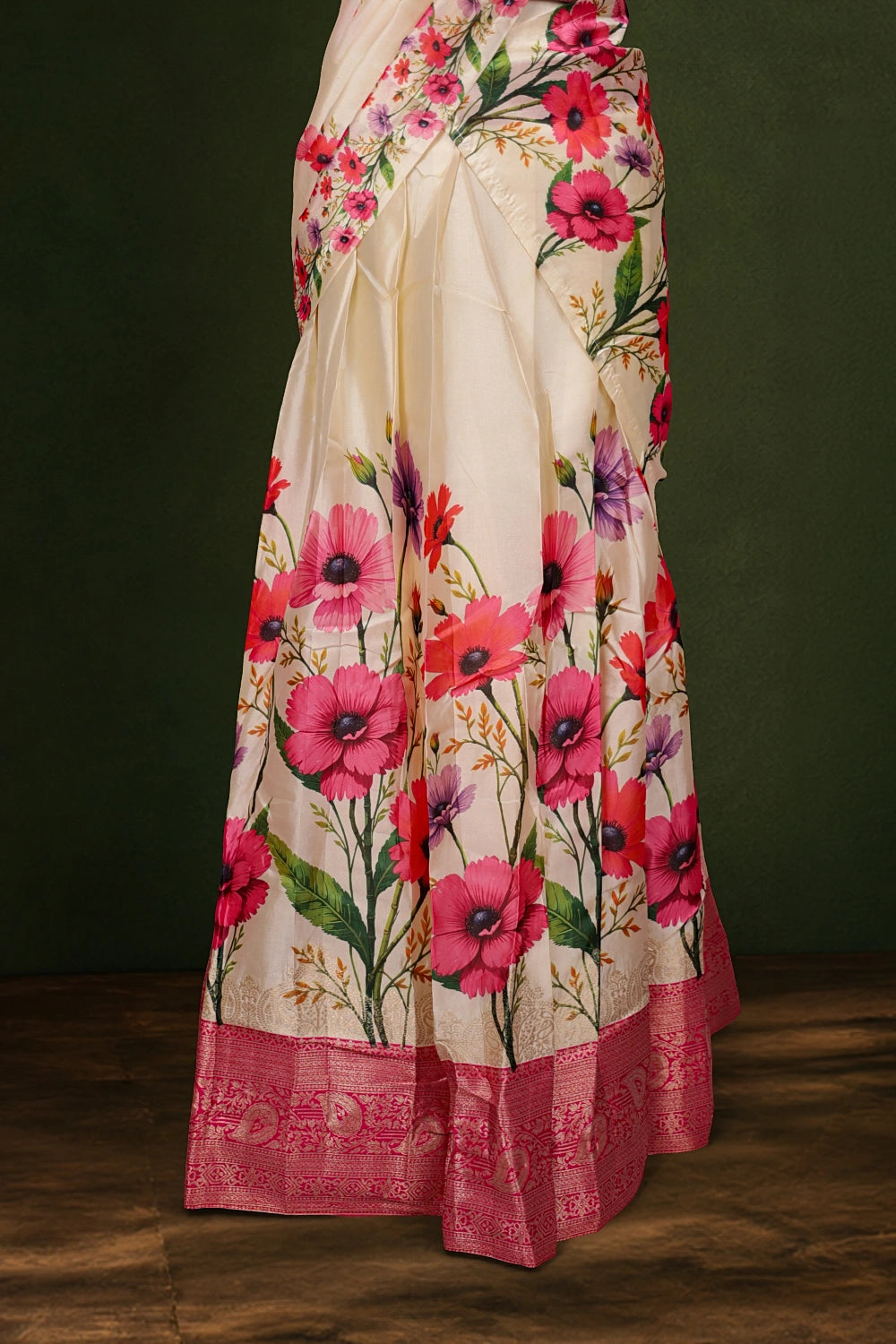 Cream Color Silk Dhavani Set