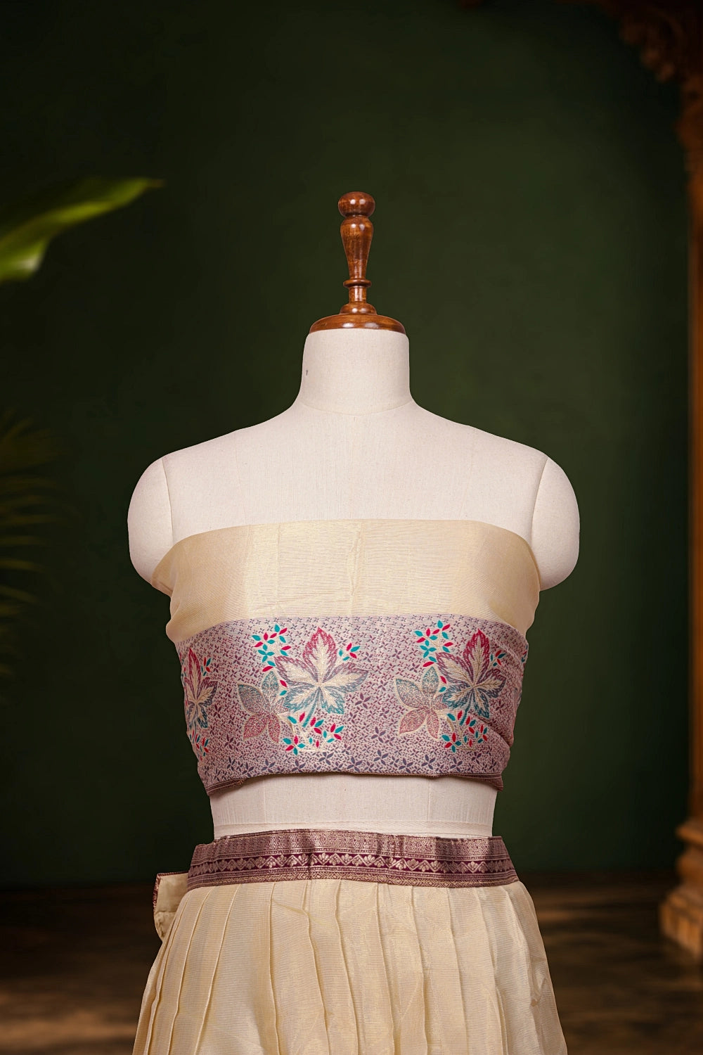 Golden Color Tissue Dhavani Set