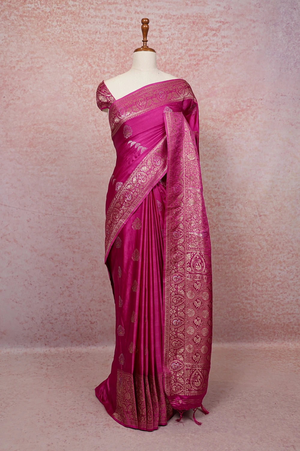 Magenta Semi Banarsi Saree